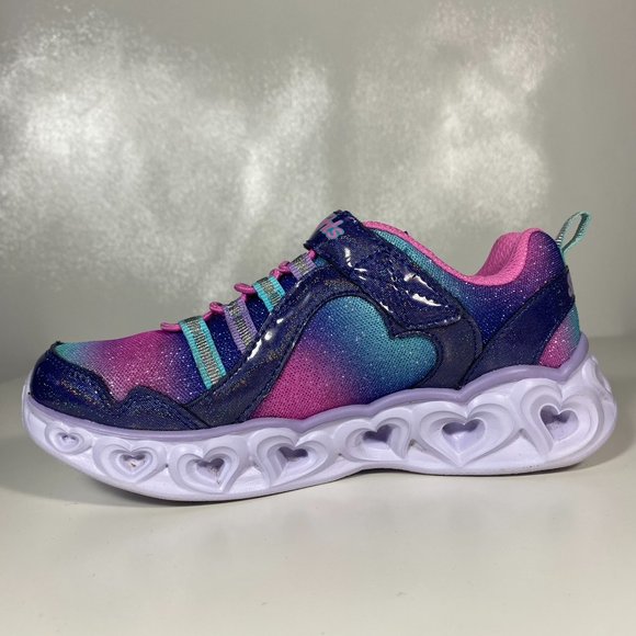 Skechers Youth Shoes Heart Lights Rainbow Lux Light Up Sneaker Purple Sz 13 - Picture 7 of 15